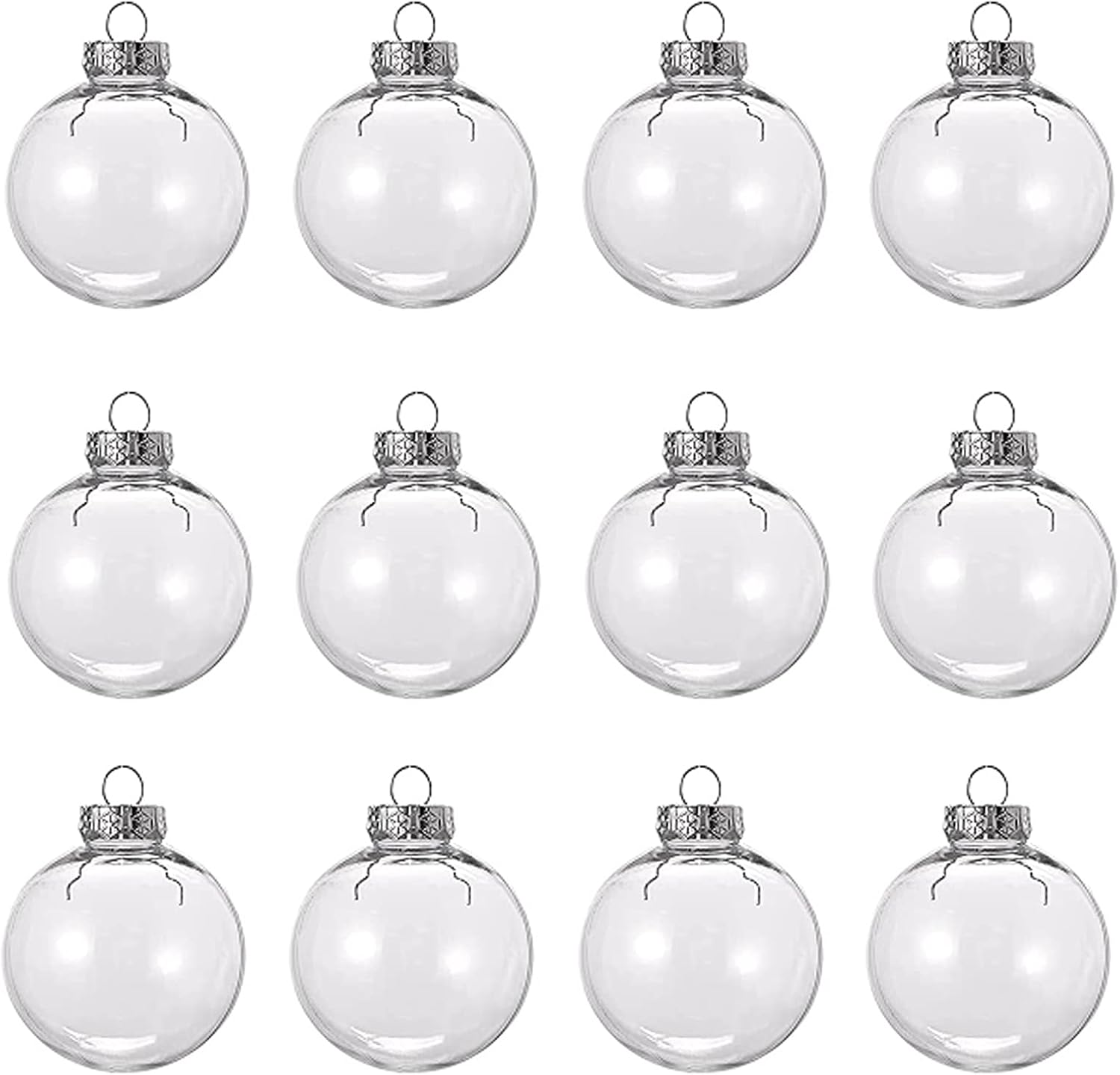 Ornaments - 12 Pcs 3.15 Inch Clear Plastic Fillable Ornament Balls, Removable Top Clear Hanging Ornaments Ball, DIY Plastic Ornaments Round Balls, Perfect for Decoration On Christmas Trees, Wedding, Party