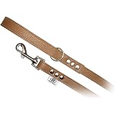 BUDDY BELT All Leather Premium Leash - Pebble Grain Caramel (1/2" x 4')