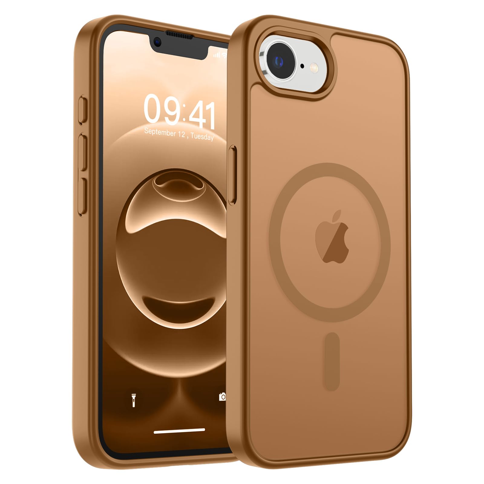 Photo 1 of zapica Magnetic for iPhone 16e Case, [Compatible with MagSafe] [Military Grade Drop Protection] Translucent Matte Shockproof Anti-Scratch Phone Case, Brown