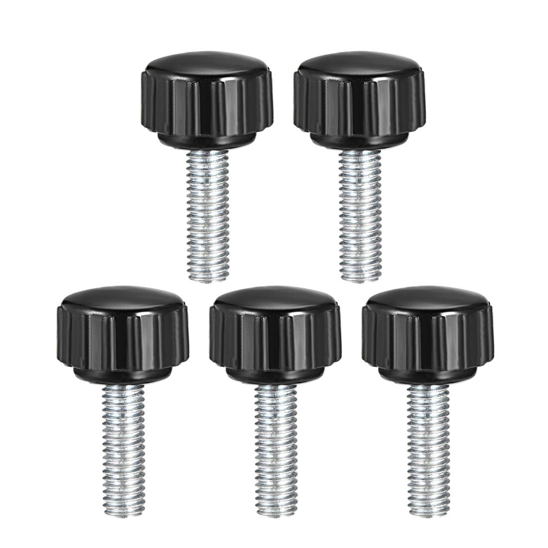 sourcing map M5 x 20mm Metric Male Thread Knurled Clamping Knobs Grip Thumb Screw on Type Hand Clamping Handle Bolt with Plastic Knobs Black 5 Pcs