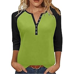 Womens 3/4 Sleeve Tops and Blouses Plus Size