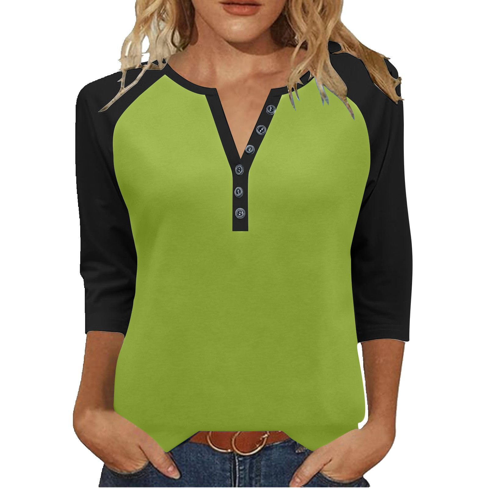 Womens 3/4 Sleeve Tops and Blouses Plus Size