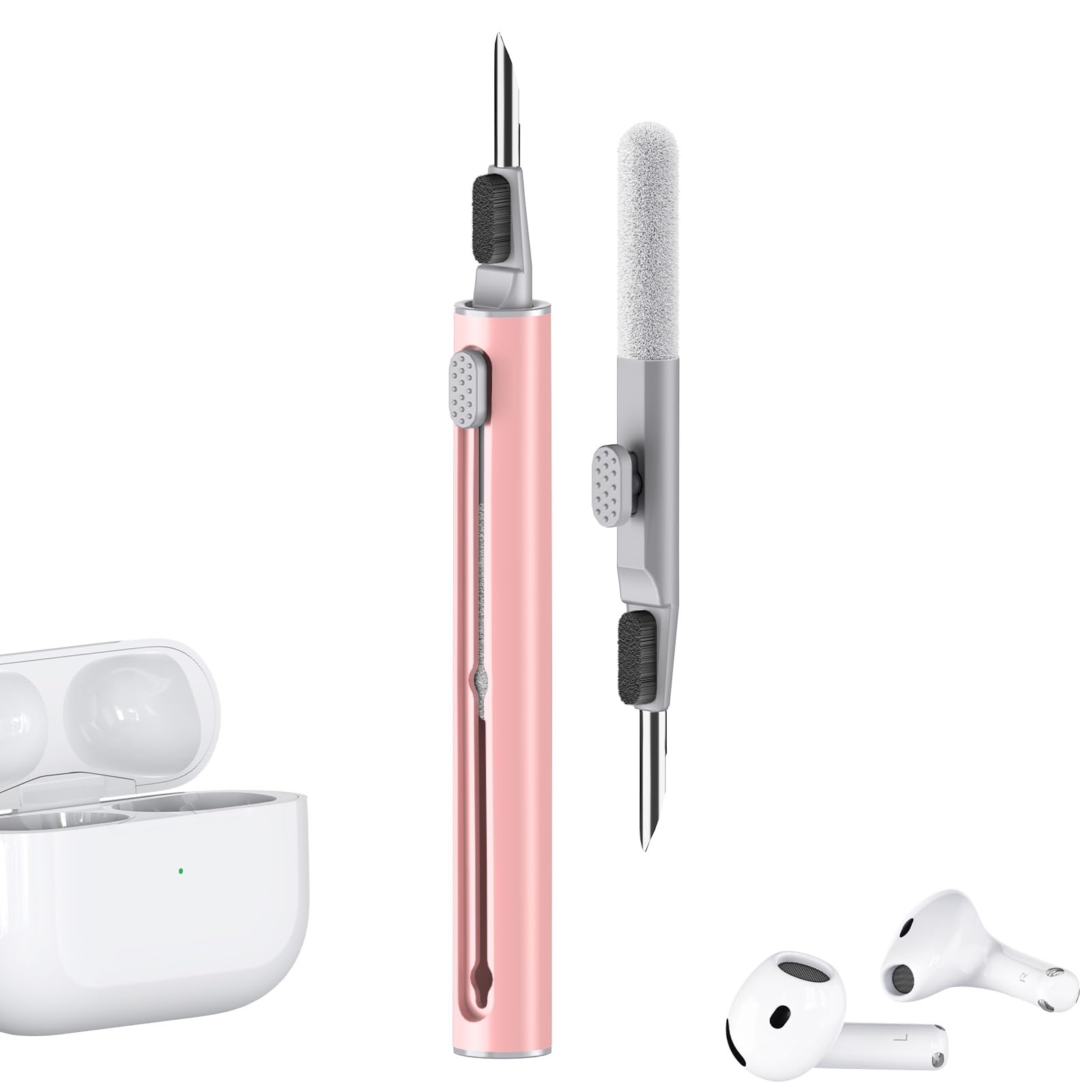 Photo 1 of ?1 Pack? Cleaner Kit for Apple Airpods 4 Earbuds,Cleaning Kit Pen Shape with Soft Brush Flocking Sponge Tool for Bluetooth Earphones Headphones Charging Case,Phone,Camera and Computer(Pink)