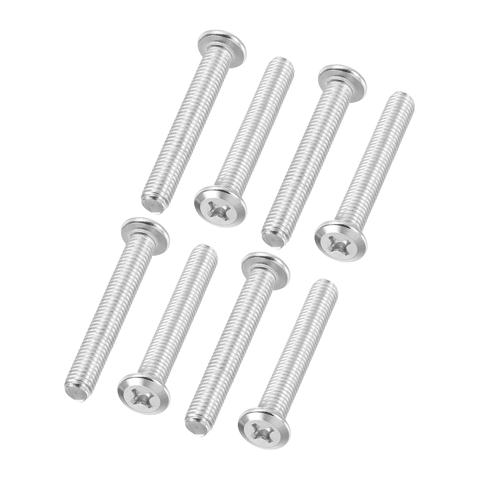 PATIKIL Flat Round Head Phillips Screws, 8 Pack M8-1.25 x 55mm Binding Screws 304 Stainless Steel 18-8 Full Thread, Phillips Drive Machine Screw Furniture Screw Connector Bolts