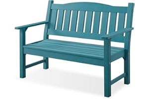 ACUEL Garden Bench, Poly Lumber, 2-Person 50” Patio Bench for All-Weather, Rot-Proof Fade Proof Outdoor Bench for Yard Porch and Park (Blue)