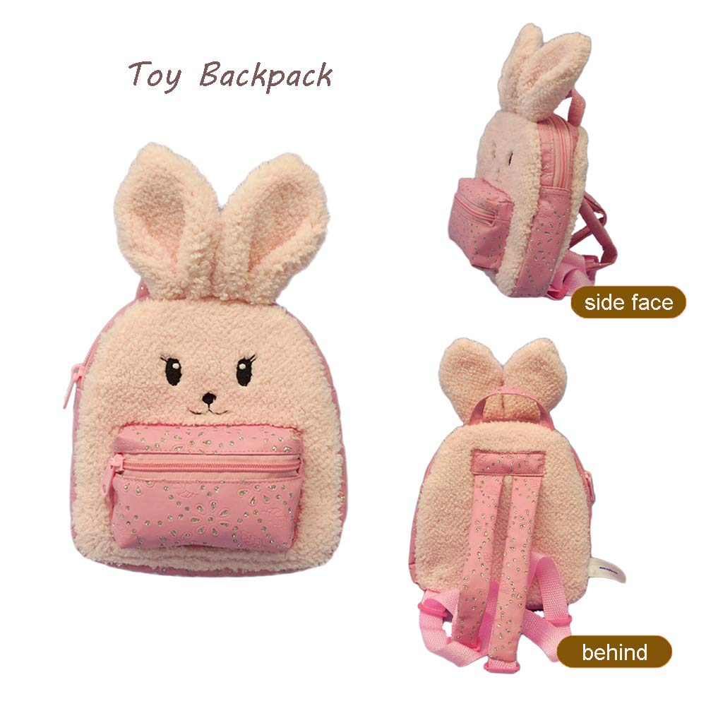 DORE Stuffed Animals Backpack Bag Toy Plush Rabbit Schoolbag for Kids,Pink