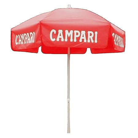 6 Foot Campari Red Push/Tilt Vinyl Outdoor Umbrella - Patio Pole