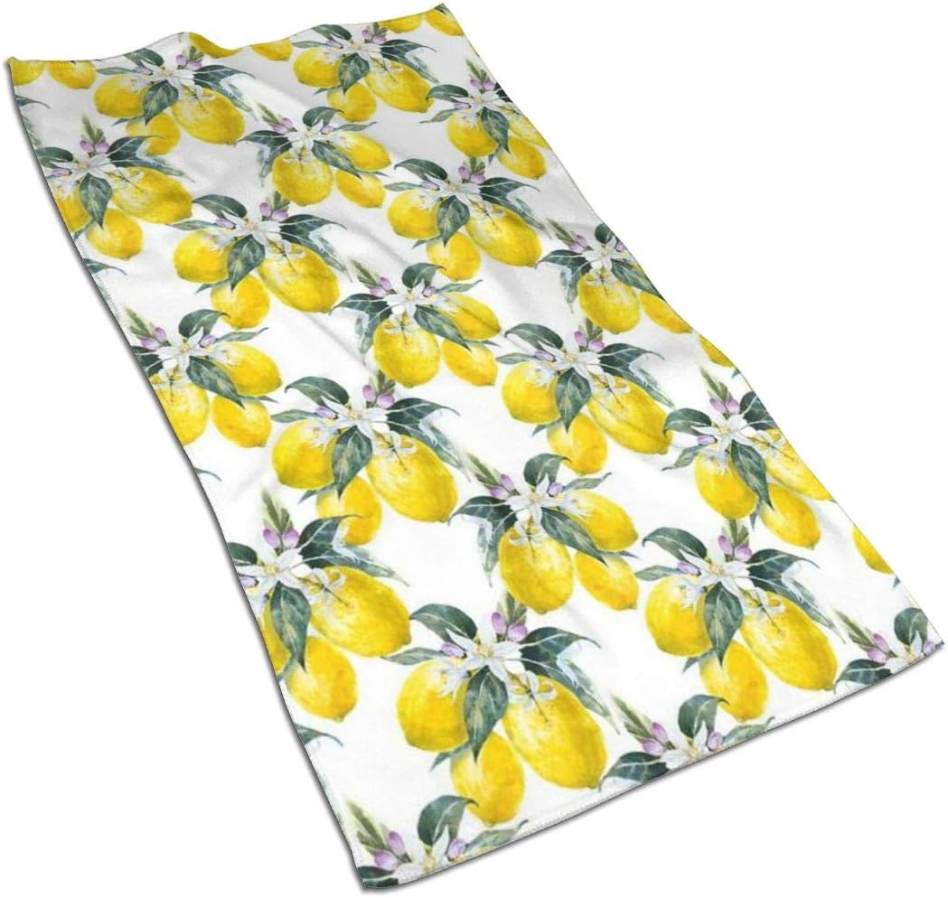 JOJOLASQ Kitchen Dish Towels Wash Cloth Car Household Pet Bath Towel,Lemons Flowers Inspirational Summer Season Fruits Mother Earth Boho Pattern,27.5 Inch X15.7 Inch