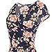 oxiuly Women's V-Neck Cap Sleeve Floral Casual Work Stretchy Swing Dress OX233 (S, Navy Blue Floral)