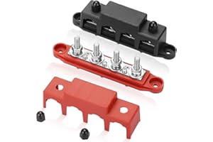 NICEWAT 250A 12-48V 5/16" (M8) Power Distribution Block, 2 Pcs Marine Bus Bar Battery Power Distribution Terminal Block, 4 St