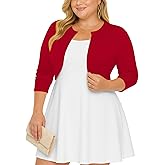 AusLook Plus Size Women Shrug Long Sleeve Lightweight Open Front Knit Cropped Bolero Cardigan Sweater 1X-5X
