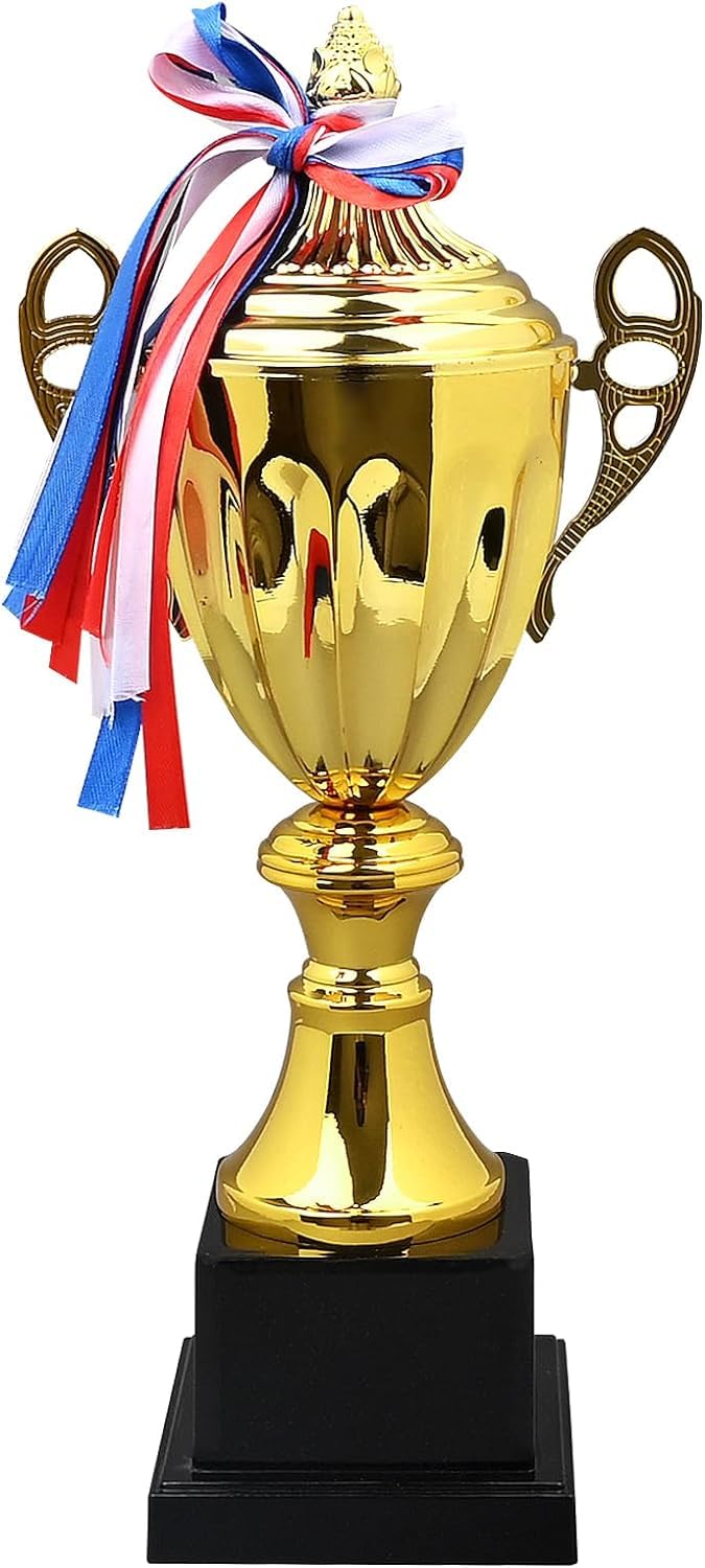 MSYU Trophy Cup, Large Metal Gold Award Trophy with Plastic Base for Sports Tournaments, Tournaments, Competitions, Other Teamwork Award (14 x 6 Inch)