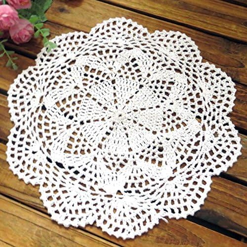 MOEUP 4 x Mini Doily Handmade Crochet Coaster (White, 10 inch)