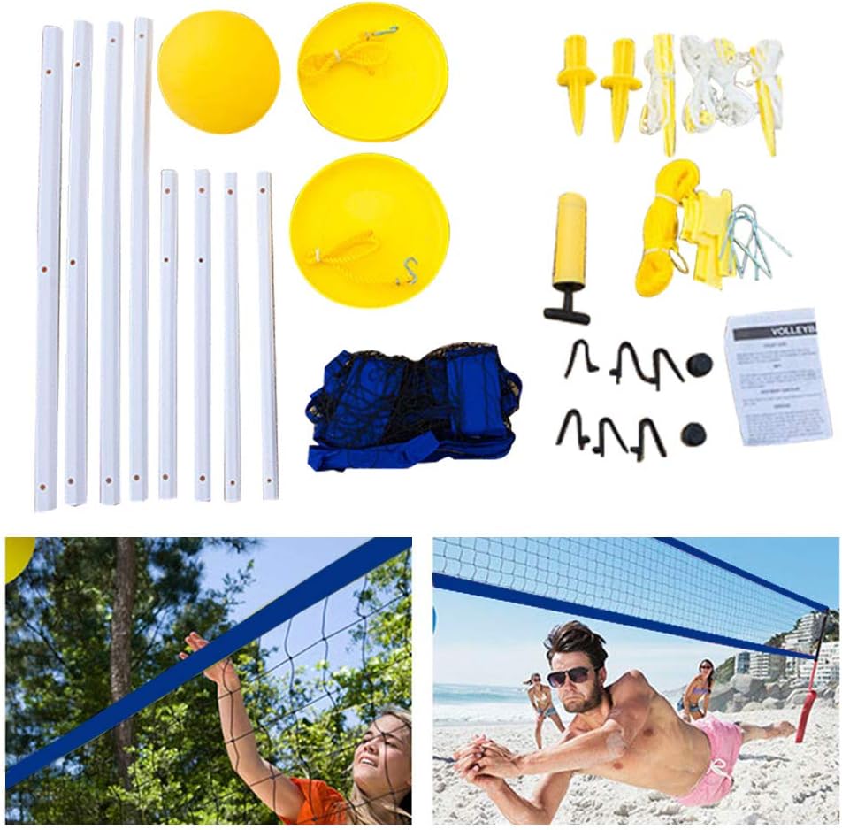 KLOP256 Volleyball Net and Ball Set, Portable Beach Volleyball Net with