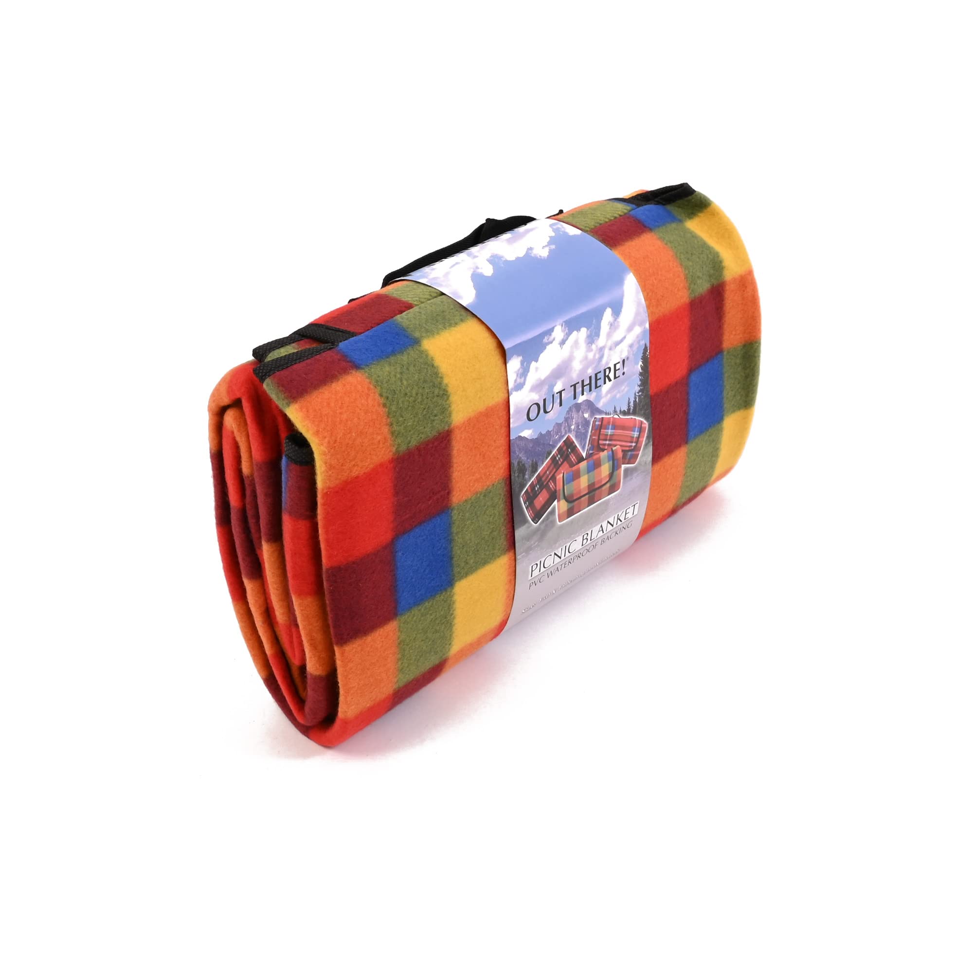 KandyToys Out There! Waterproof Fleece Picnic Blanket | Assorted Designs | Roll Up Blanket | Camping Equipment
