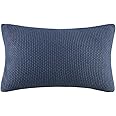 INK+IVY Bree Knit Pillow Cover Soft Texture, Decorative Euro Case, Cottage Lifestyle Design for Sofa, Bed, Living Room Accent Hidden Zipper Closure (Cushion NOT Included), Indigo 12x20 II30-1148
