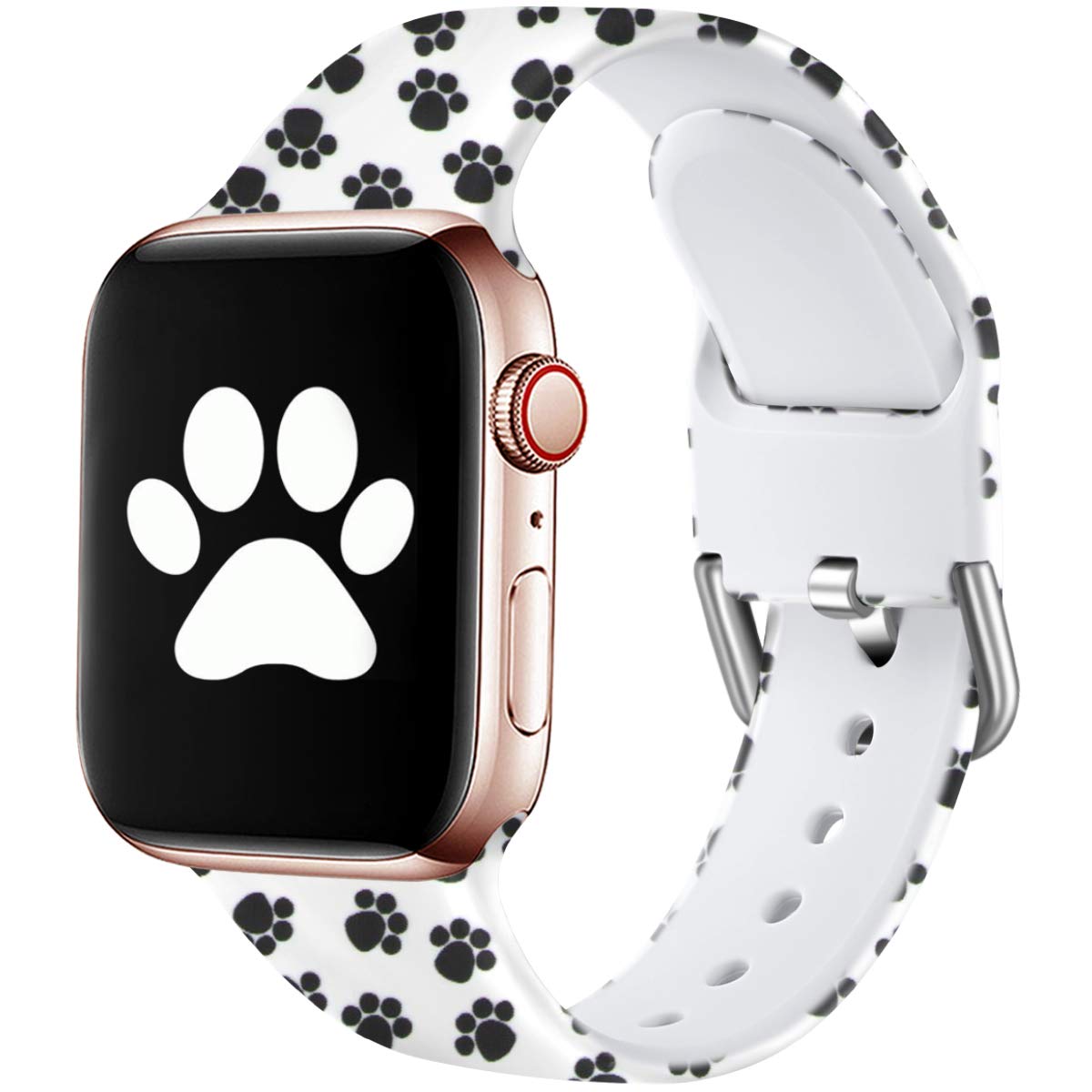 Wepro Replacement Strap Compatible with Apple Watch Strap 45mm 44mm 42mm 49mm, Pattern Printed Soft Silicone Wrist Bands for Apple Watch SE/Ultra/Ultra 2/iWatch Series 9/8/7/6/5/4/3/2/1, Paw