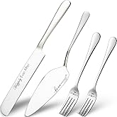 iooiluxry Cake Cutting Set for Wedding, Wedding Cake Knife and Server set Silver Cake Cutter Set and Pie Server Spatula for Anniversary Birthday Christmas Gifts