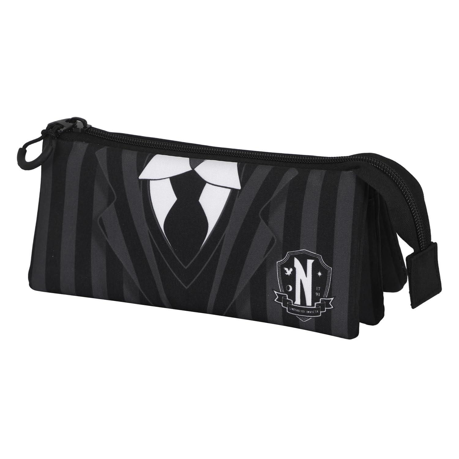 Wednesday Uniform-FAN Triple Pencil Case 2.0, Black, 23 x 11 cm