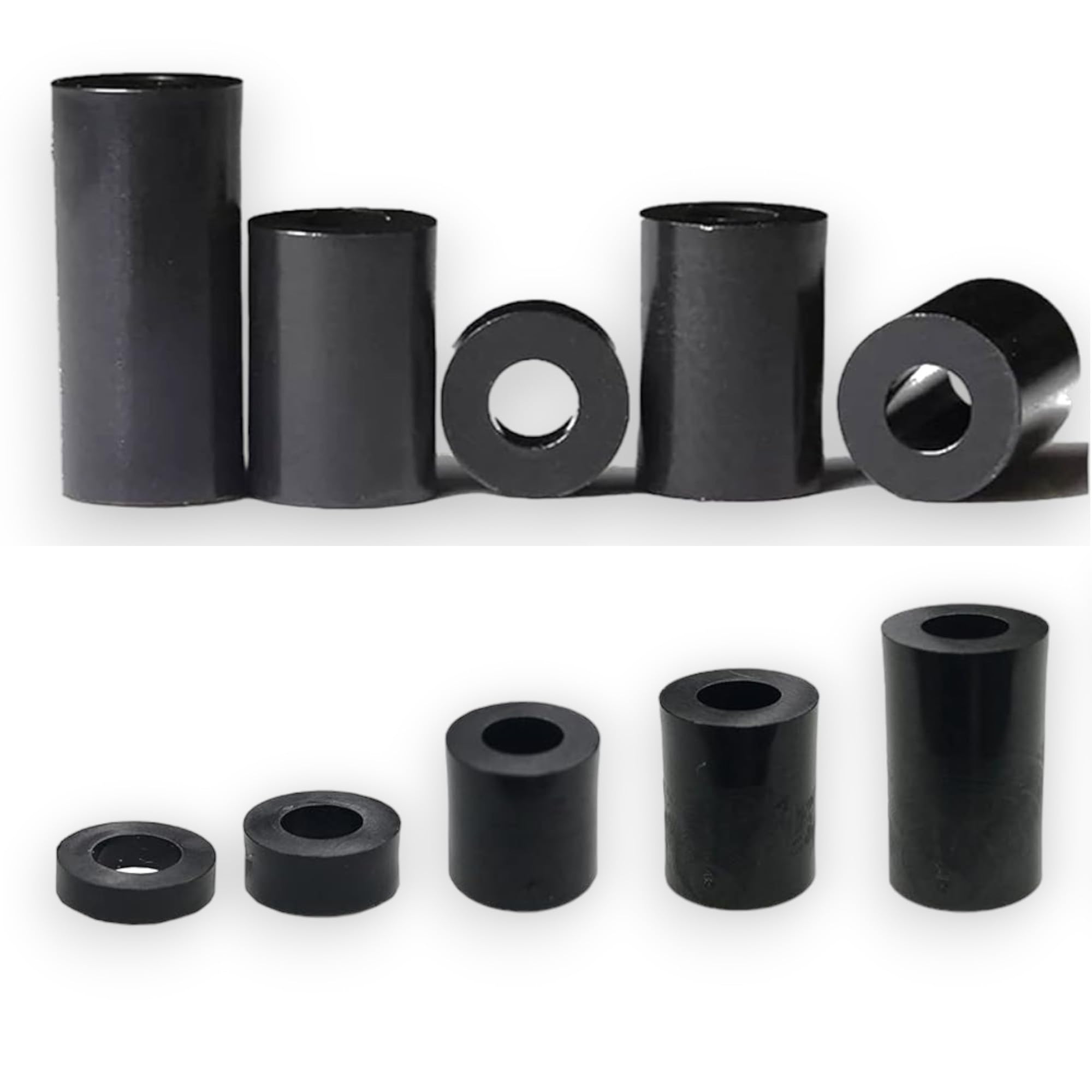 Pack of 10 Black Nylon Spacers & Standoff Washers - Plastic Insulating Washers for M3, M4, M5, M6, M8 Screws (3-30mm Length) Ideal for Electronics, DIY Projects Hardware Applications (M8, 30mm)