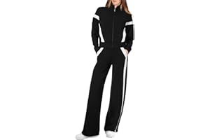XIEERDUO Lounge Sets for Women 2025 Sweatsuit 2 Piece Outfits Sweatshirt Wide Leg Sweatpant Tracksuit Matching Set