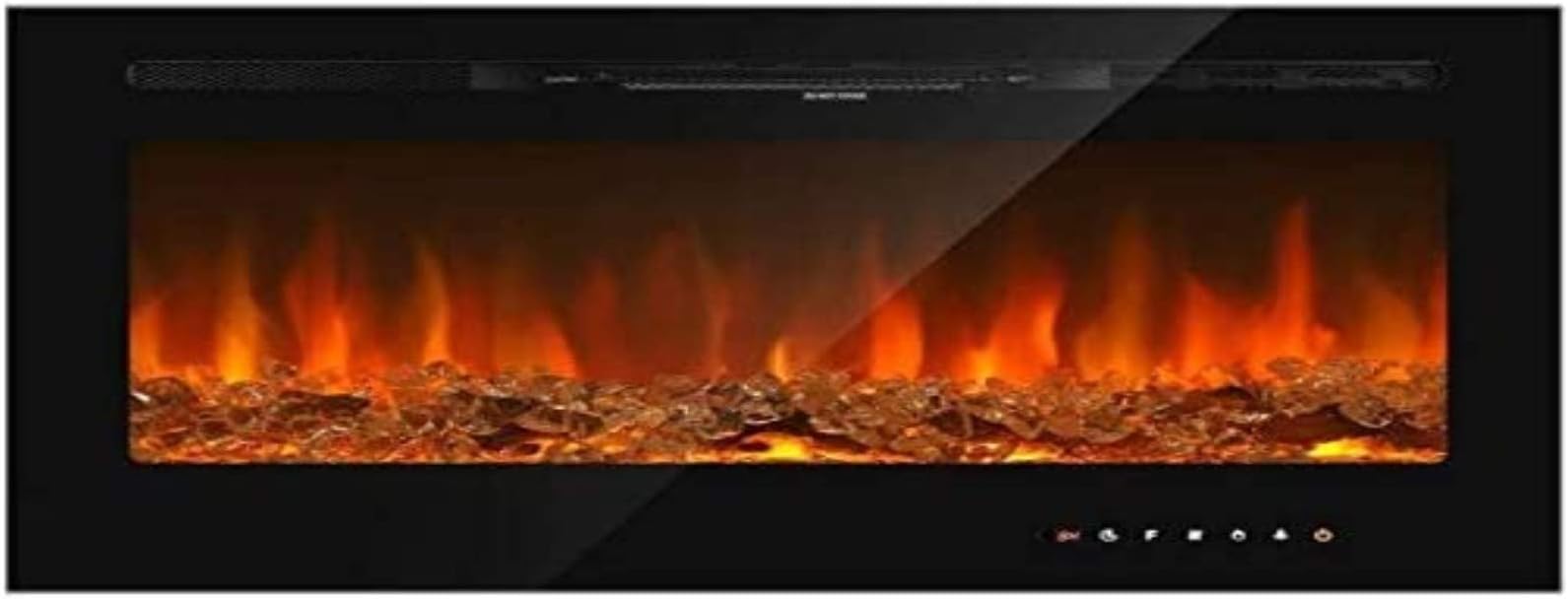 LAZY BUDDY 50'' Recessed Electric Fireplace, Wall-Mounted 1500W Heater, with Remote Controller&Touch Screen, Log & Crystal, Adjustable Timer and 9-Color&5-Speed Flame, Fit for 2x4&2x6 Stud (50)