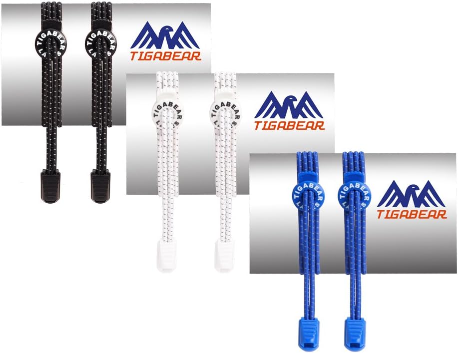 3 Pairs No Tie Shoelaces - Elastic and Reflective Laces with Lock for Athletes, Adults and Kids