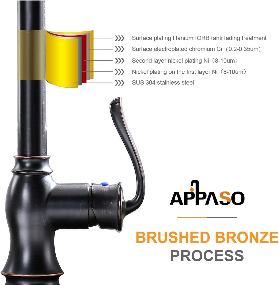 APPASO Single Handle Pull Down Kitchen Faucet with Sprayer Oil Rubbed Bronze - Antique One Hole High Arc Pull Out Kitchen Sink Faucets and Soap Dispenser - - 