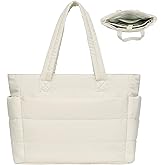 JHhomezeit Puffer Tote Bag for Women-Large Work Tote Bags Quilted Lightweight Puffy Bags Shoulder Bag with Laptop Compartment