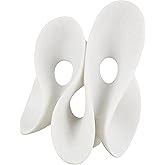 Deco 79 Polystone Abstract Decorative Sculpture Wavy Shaped Home Decor Statue with Cutouts and Speckled Texturing, Accent Fig