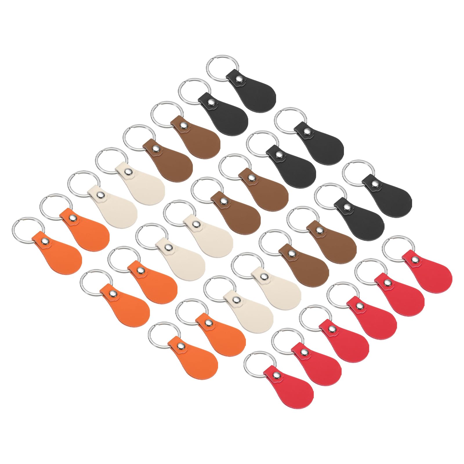 PATIKIL Leather Key Fob Kit, 30 Pack PU Leather Key Fob Blanks with Rivets and Key Rings DIY Keychain for Laser Engraving Leather Making, 5 Colors