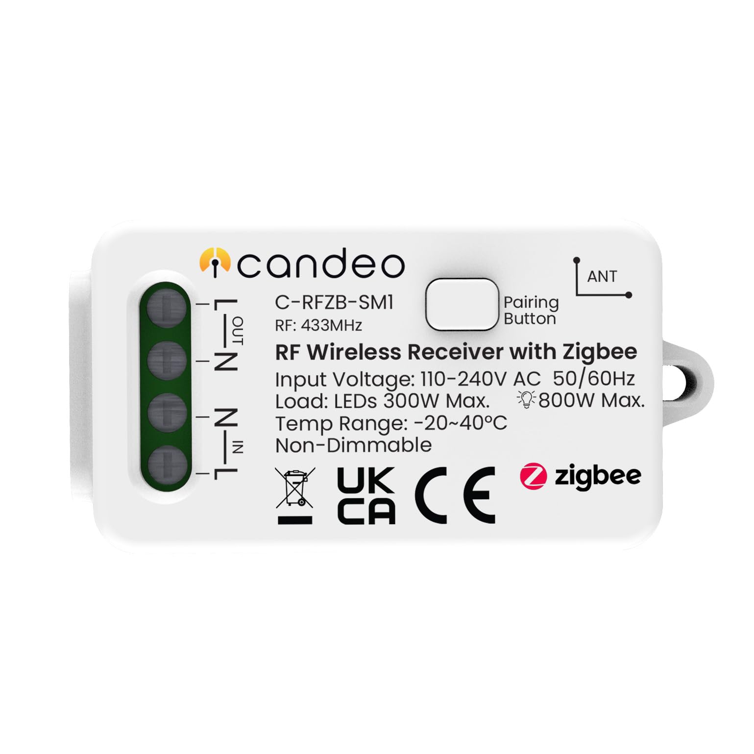 Candeo Wireless Smart Switch Receiver | Zigbee Compatible RF Module for use with Kinetic Switches & Fobs | Works with SmartThings, Hubitat, Home Assistant & Philips Hue — image 1