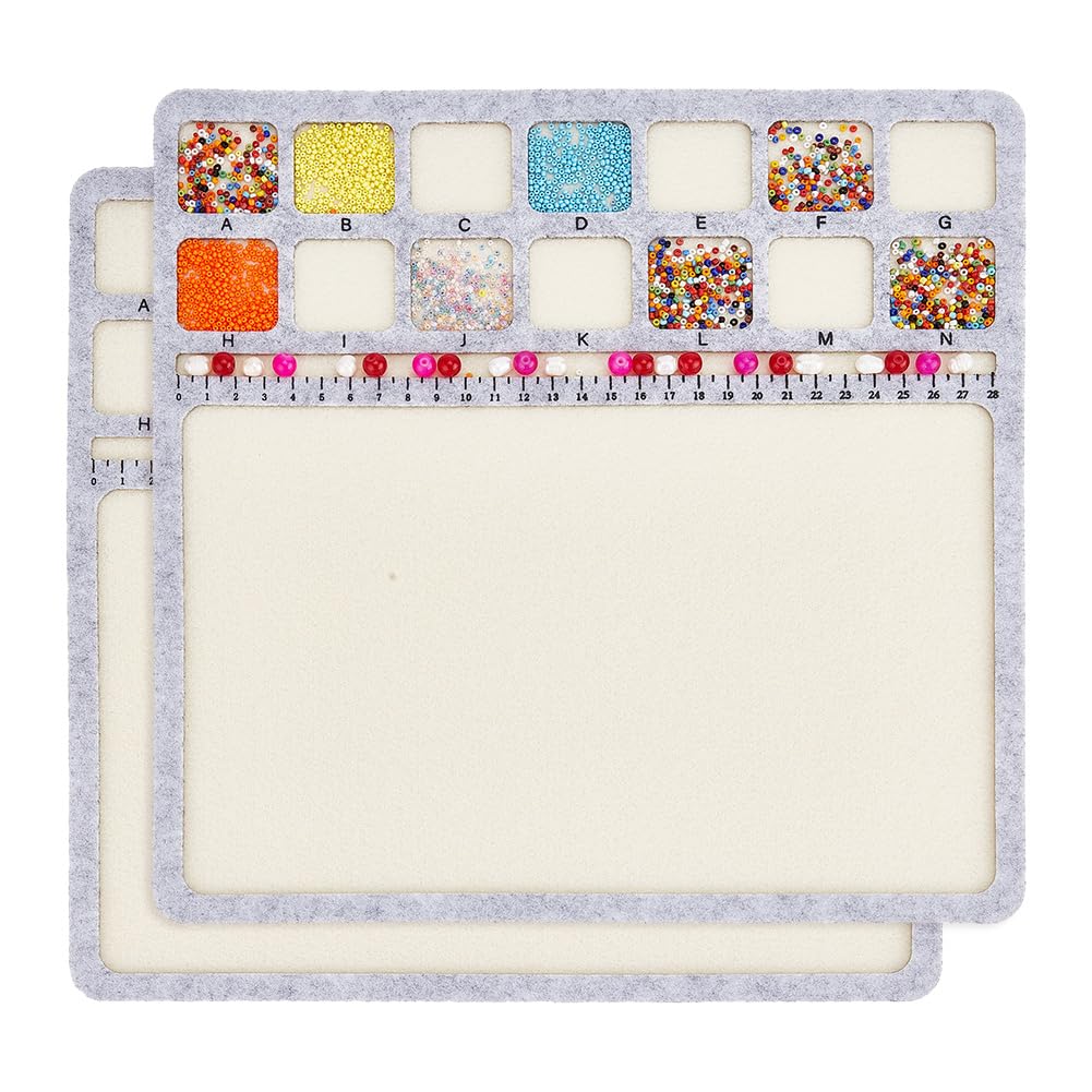 BENECREAT Square Felt Bead Design Boards, Medium Felt Beading Mat with Centimeter Alphabetic Scale Beads Tray Bead Pads for Art Crafts Jewelry Making Beading Supplies, 30x30cm