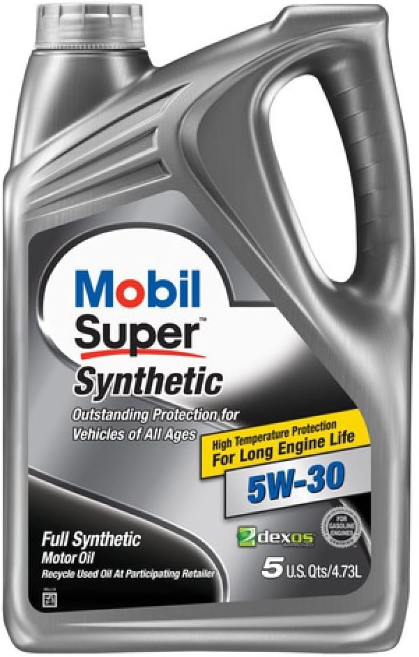 Mobil Super (120853-4PK Synthetic 5W-30 Motor Oil - 5 Quart, (Pack of 4)
