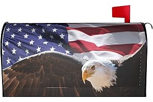 Duduho Bald Eagle USA Flag Patriotic Mailbox Cover Magnetic Mailbox Wraps Post Box Cover Décor 25.5x21 in