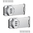 VIDYSUFYR Keyless Combination Lock, 2 Pack Door Security Slide Latch Lock, Silver Password Rotary Hasp Locks for Small Doors, Cabinets, Barn Door, Bathroom, Outdoor, Garage, Garden