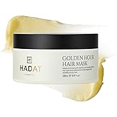 HADAT Golden Hour Express HAIR MASK – Premium Professional Hair Treatment with Pearl Powder – Hydration for Dry Damaged Hair – Nourishing Oils – Split Ends – Salon Quality – Made in Israel, 9.47 Fl Oz