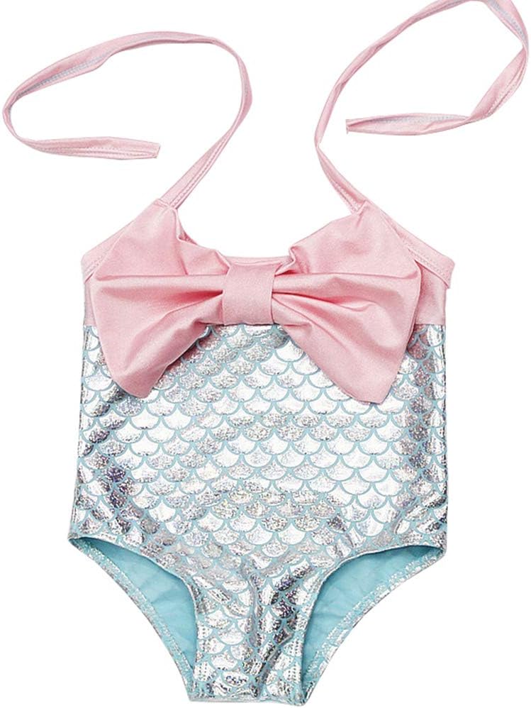 Traje de baño con lentejuelas de sirena para bebés y niñas, multicolor