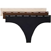 Calvin Klein womens Luxe Comfort Micro Stretch Thong Panties, 3 Pack