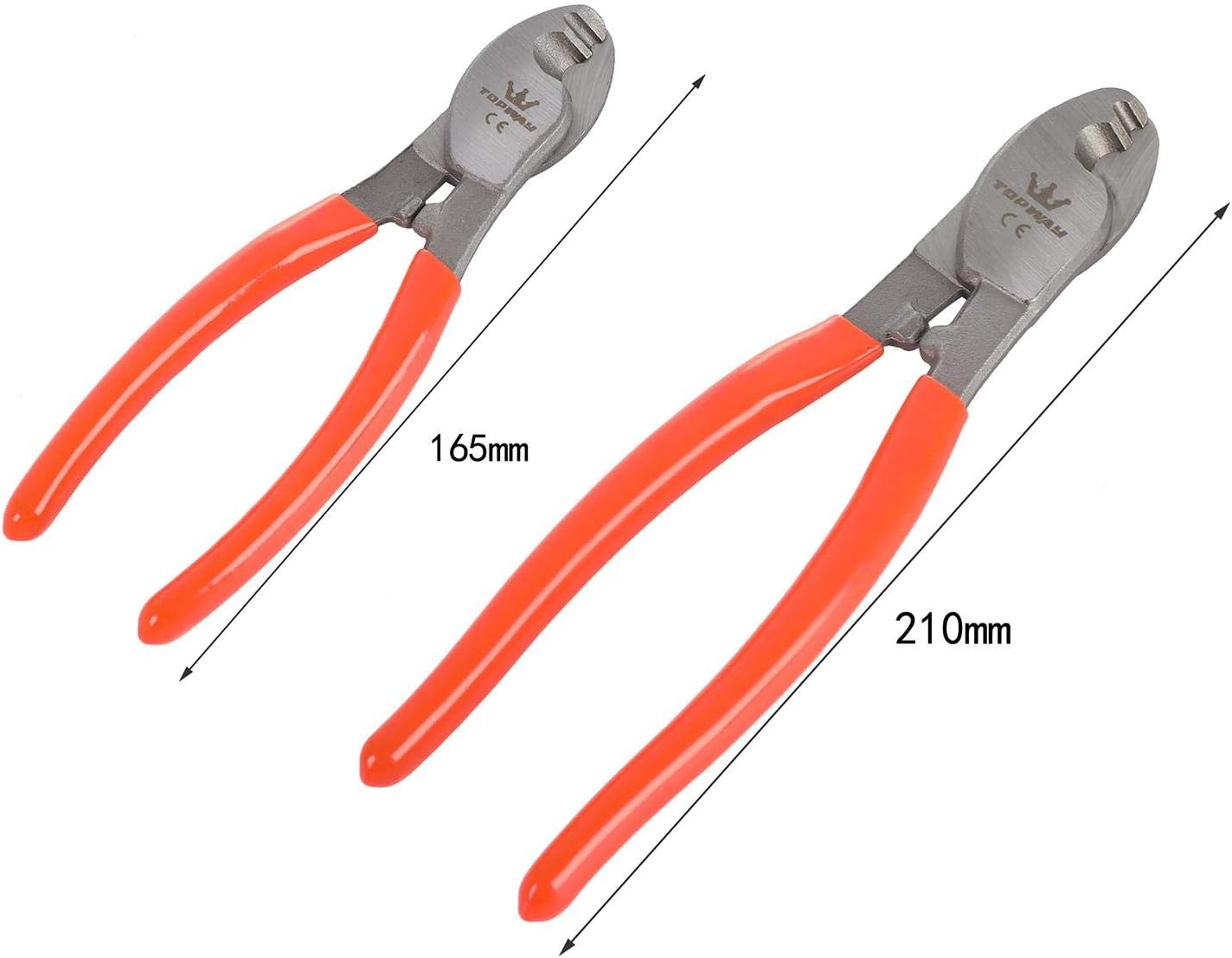 TOPWAY Cable Cutter Wire Stripper 150mm (6") + 210mm (8"), Heavy Duty Cutting Plier for Aluminum Copper Wires 417317 - Image 3