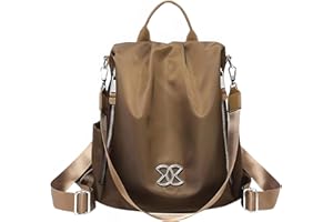 Atlodas Anti-theft Multi-purpose Bag, 3-Way Crossbody Oxford Cloth Bag, Women Large Capacity Lightweight Travel Backpack (Coffee)