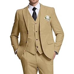 High-End Suits Retro Khaki Linen Men Suit Casual