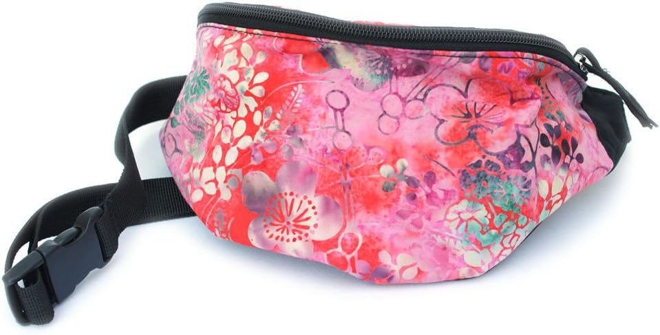 Chira Designs Batik Red Cherry Blossom fabric Fanny Pack - Waist Bag