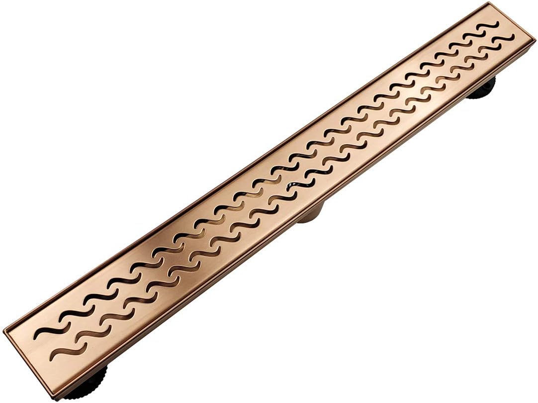 Neodrain 24 Inch Brushed Copper Rectangular Linear Shower Drain with