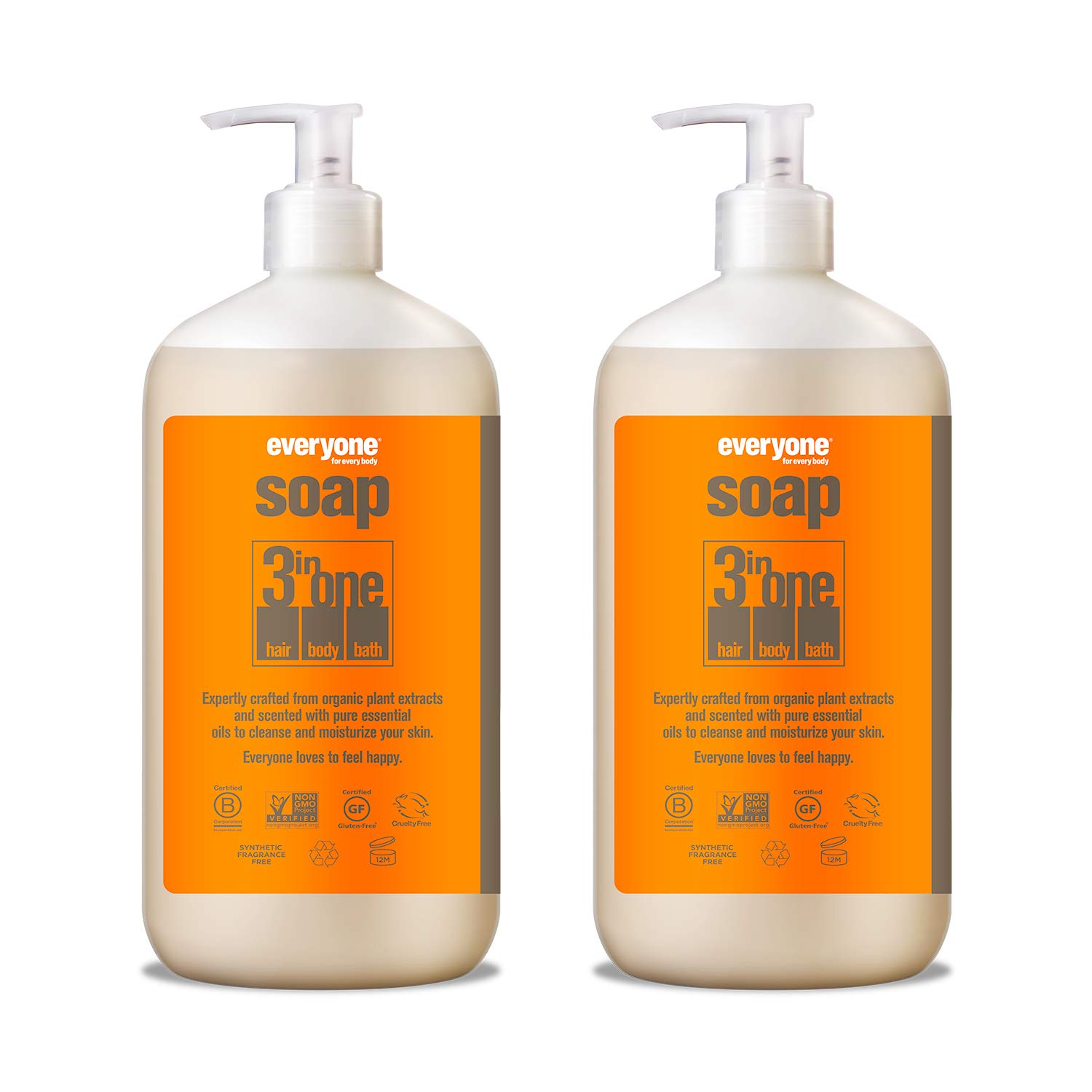 Everyone 3-in-1 Soap: Shampoo, Body Wash, and Bubble Bath, Citrus and Mint, 32 Ounce, 2 Count : Beauty