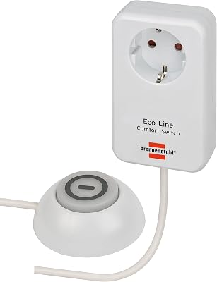 Eco Line Comfort Switch Adapter EL CSA 1 (Toma de Corriente con Interruptor de Mano/pie Iluminado, con protección táctil Mejorada, Cable de 1,5 m)