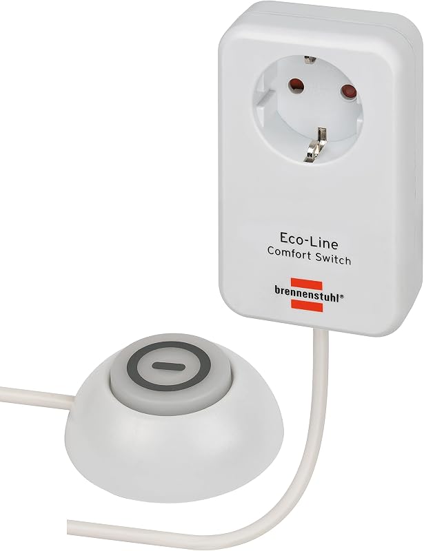 Eco Line Comfort Switch Adapter EL CSA 1 (Toma de Corriente con Interruptor de Mano/pie Iluminado, con protección táctil Mejorada, Cable de 1,5 m)
