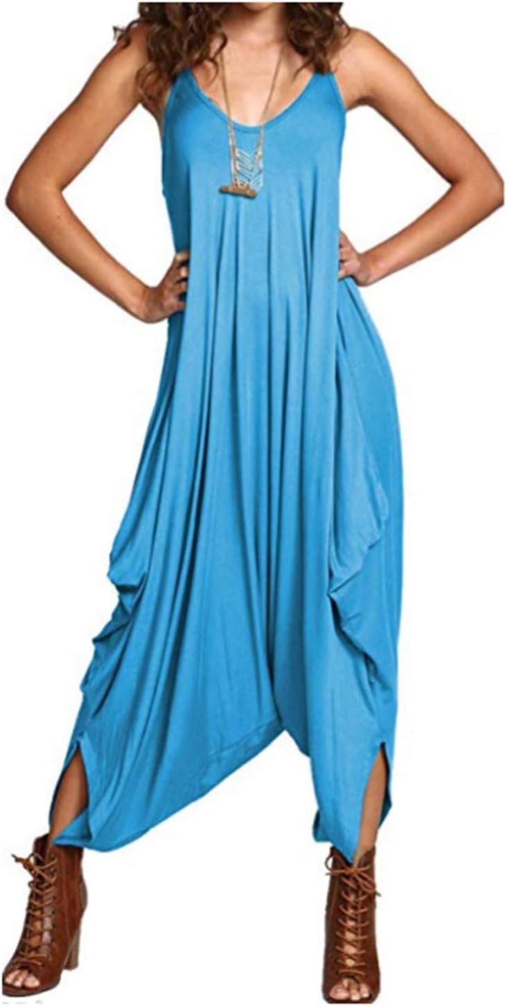 Zaif & Hari Ladies Womens Lagenlook Strappy Baggy Harem Jumpsuit Play-Suit Dress (one Size(8-26), Turquoise)