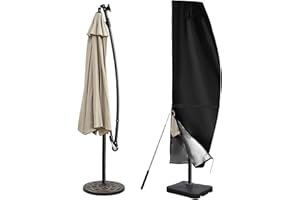DOCEPERT Patio Umbrella Cover, 420D Outdoor Cantilevered Offset Umbrella Cover with Sturdy Waterproof Zipper and Top Vent,Outdoor Umbrella Covers (fits 9FT to 12FT