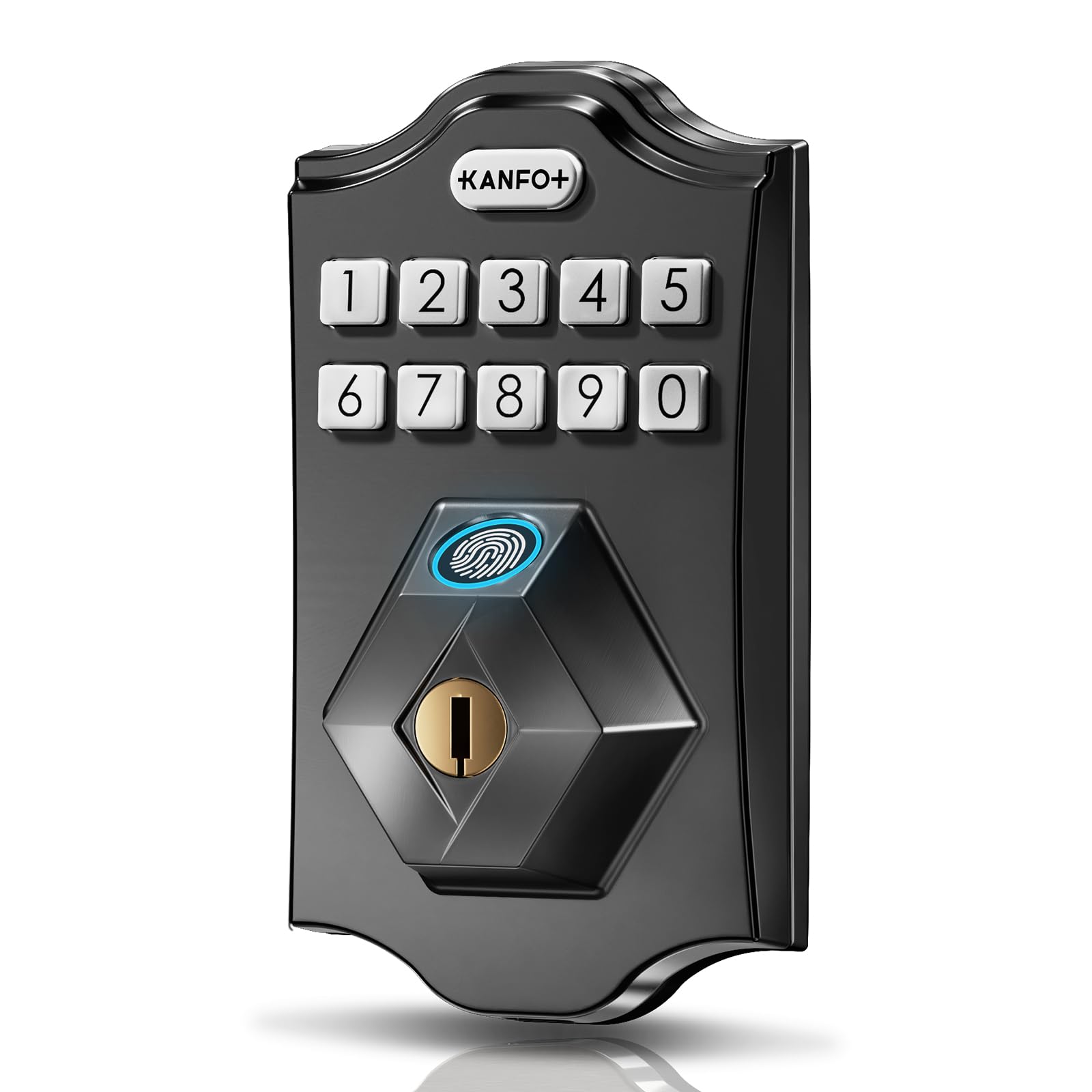 Photo 1 of KANFOX KS2 Fingerprint Door Lock, Keyless Entry Deadbolt with Keypad, Smart Locks for Front Door, Auto Lock,Easy Installation,Matte Black